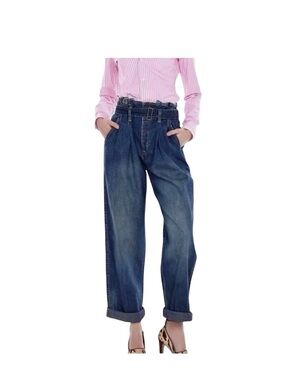 Polo Ralph Lauren | Paperbag Waist Belted Wide Leg Jeans Size 32 Indigo Blue NWT